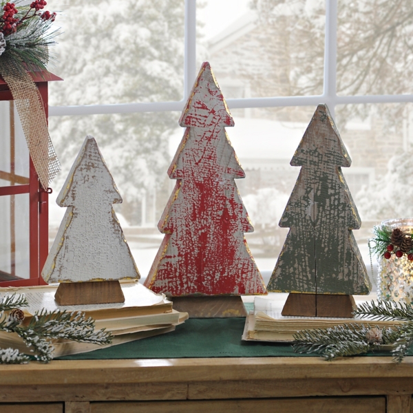 Weathered Wood Christmas Trees, Set of 3