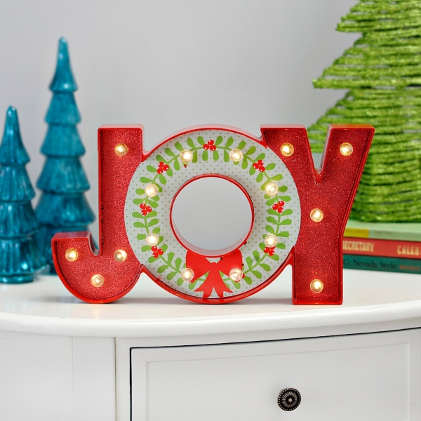 Joy LED Glitter Tabletop Sign Kirklands Home