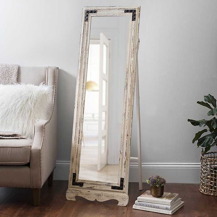 Rustic Cheval Full Length Floor Mirror, Distressed Wood Floor Length Mirror