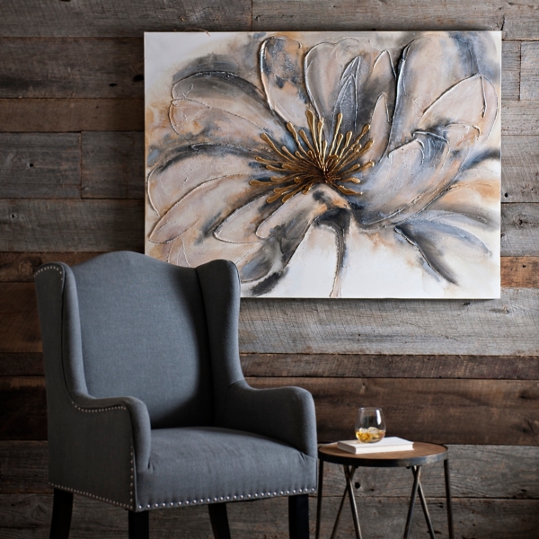 Gold And Gray Bloom Canvas Art Kirklands