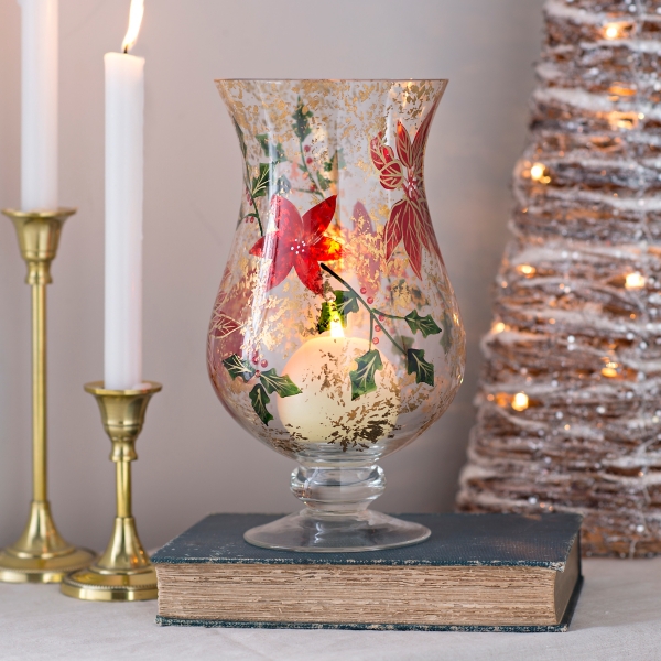 Poinsettia Glass Hurricane Kirklands Home