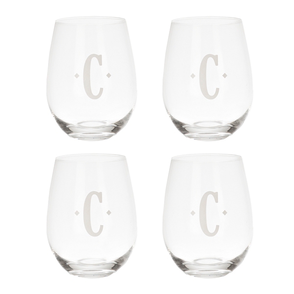 Satin Monogram C Stemless Wine Glasses Set Of 4 Kirklands Home