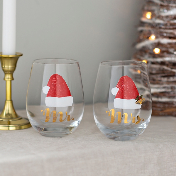 mr and mrs santa wine glasses
