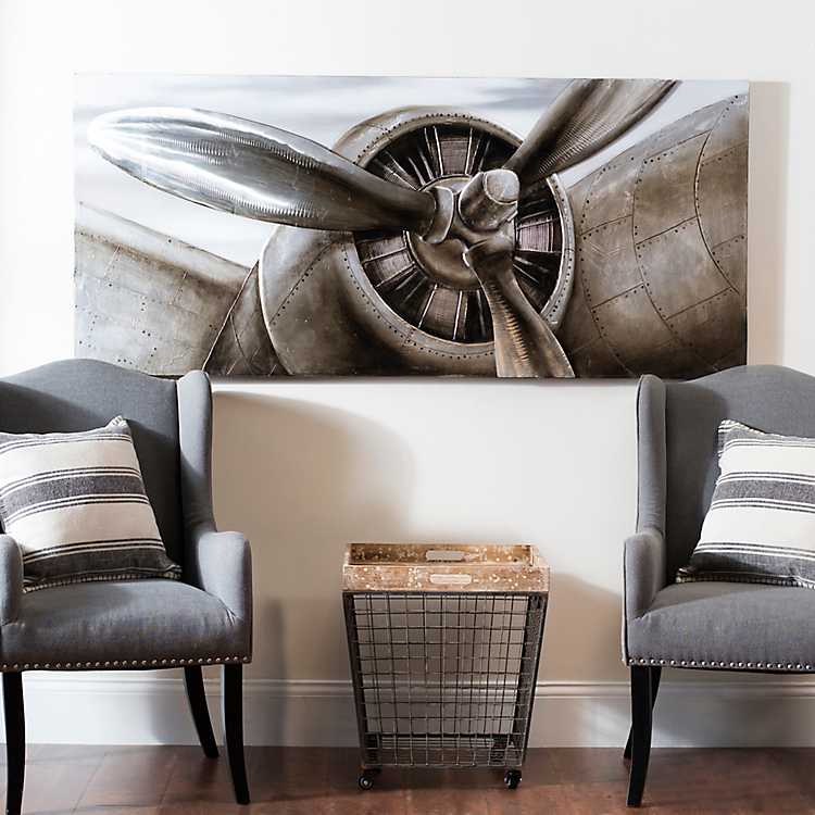 Propeller White Airplane Canvas Art Poster Print Home Wall Decor