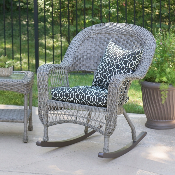 Gray wicker outlet rocking chair