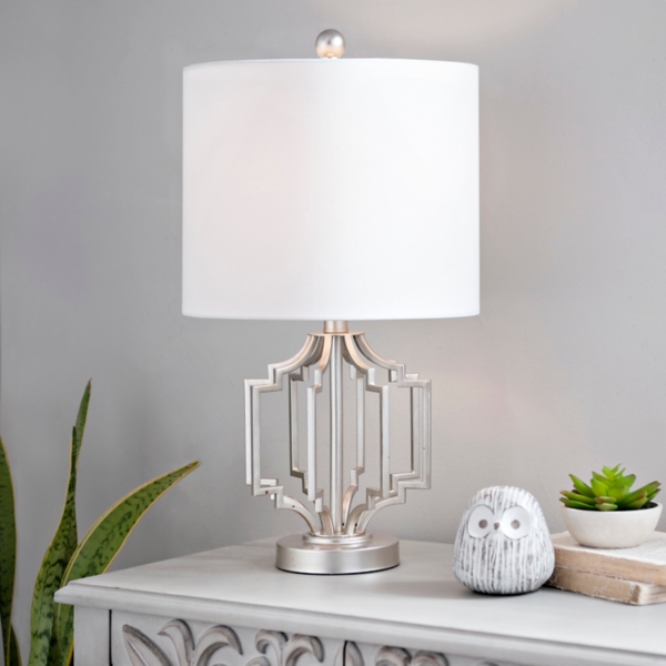 silver geometric table lamp