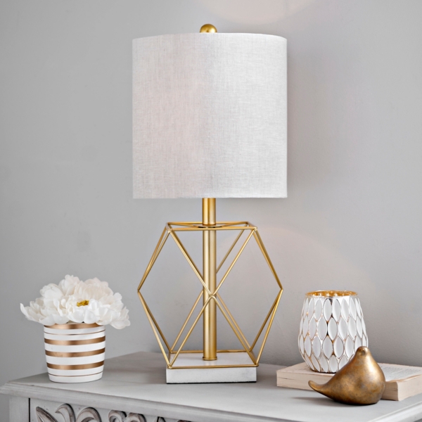 Geometric Gold Stone Base Table Lamp 