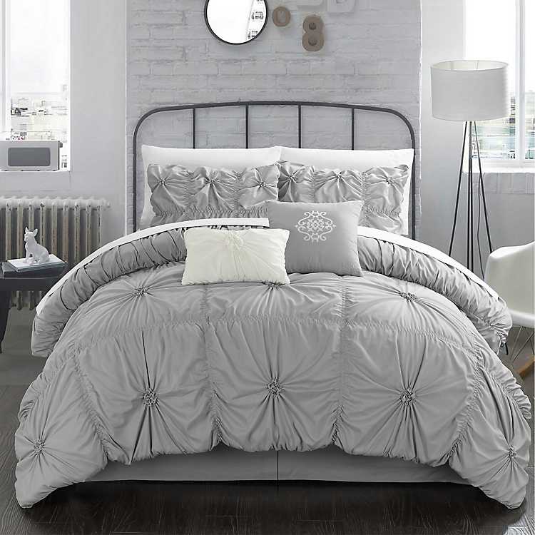 Hyatt Silver 6 Pc King Comforter Set, Silver King Bedding Sets