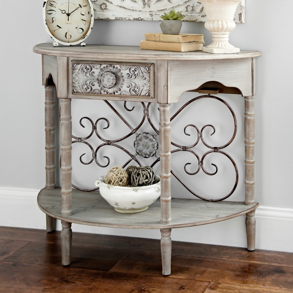 Emily Distressed Demilune Console Table Kirklands