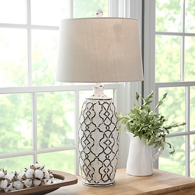 Metal and glass jug shop table lamp