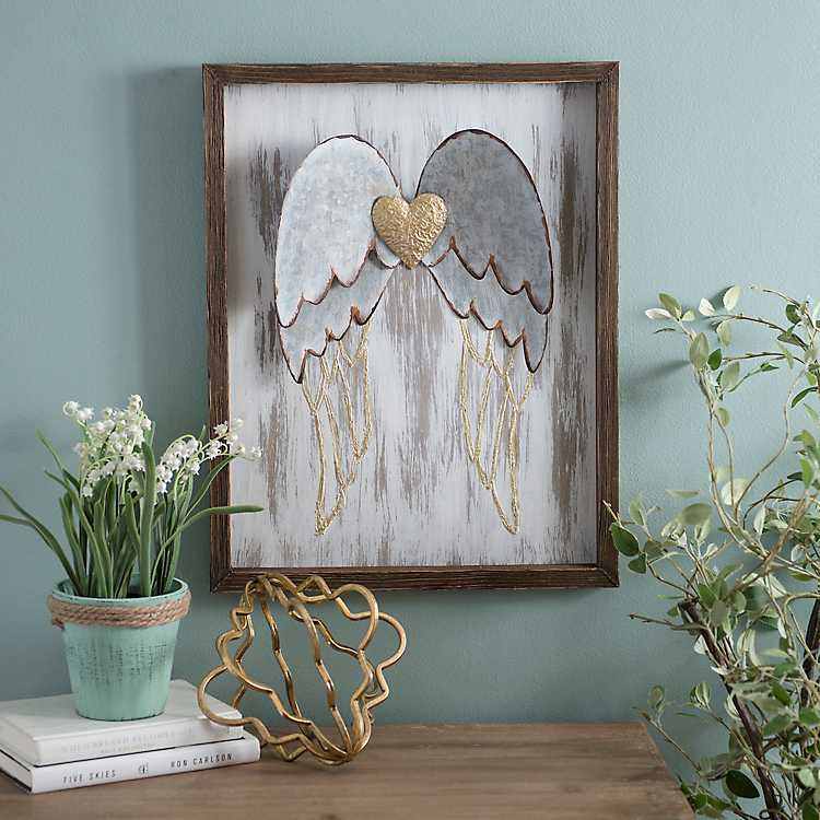 Golden Heart With Angel Wall Plaque Kirklands - Angel Wall Decor Plaques