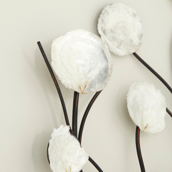 Metal Peony Shell Wall Plaque