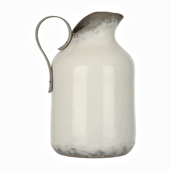 White Rustic Metal Pitcher, Hobby Lobby