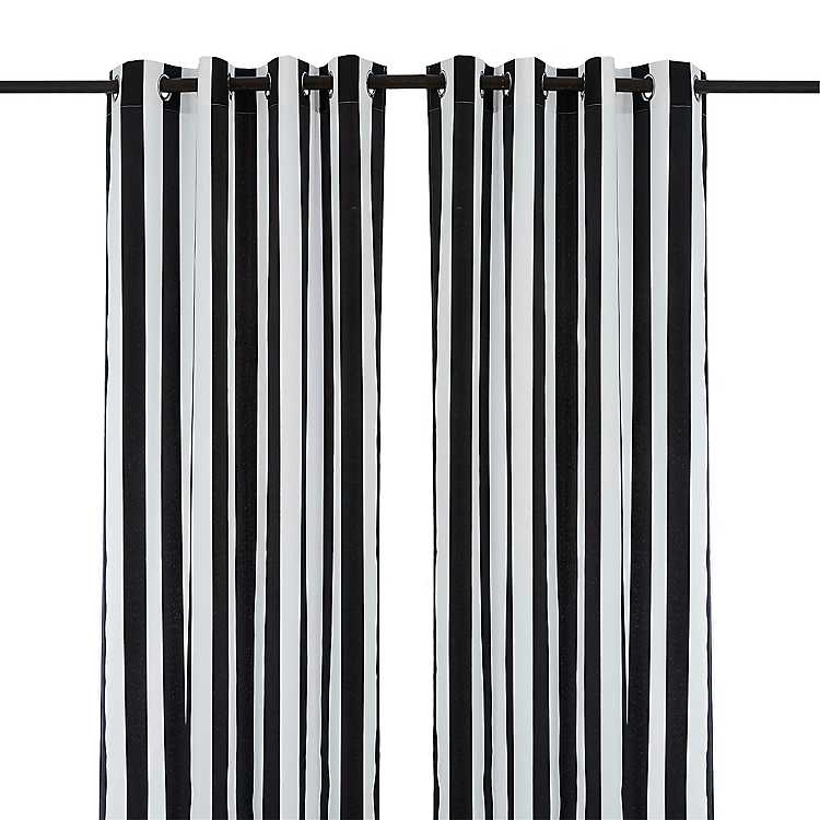 Cabana Black Stripe Outdoor Curtain, Black And White Stripe Curtains