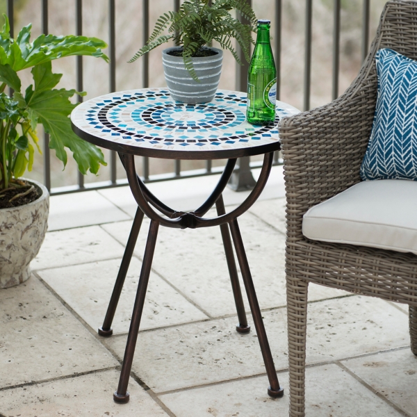 Mosaic Blue Side Table Kirklands