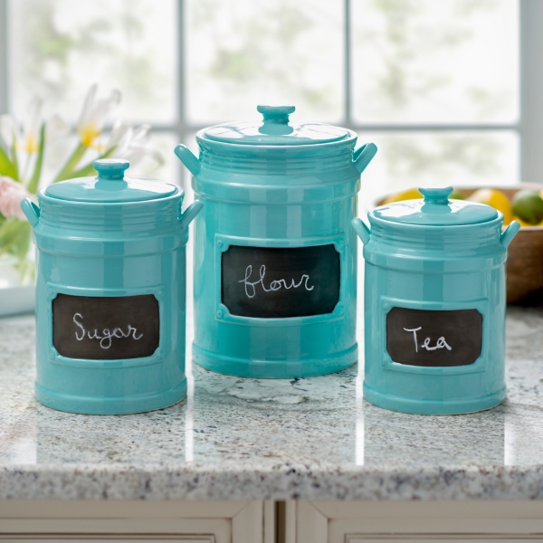 Savannah Turquoise Kitchen Canister Set