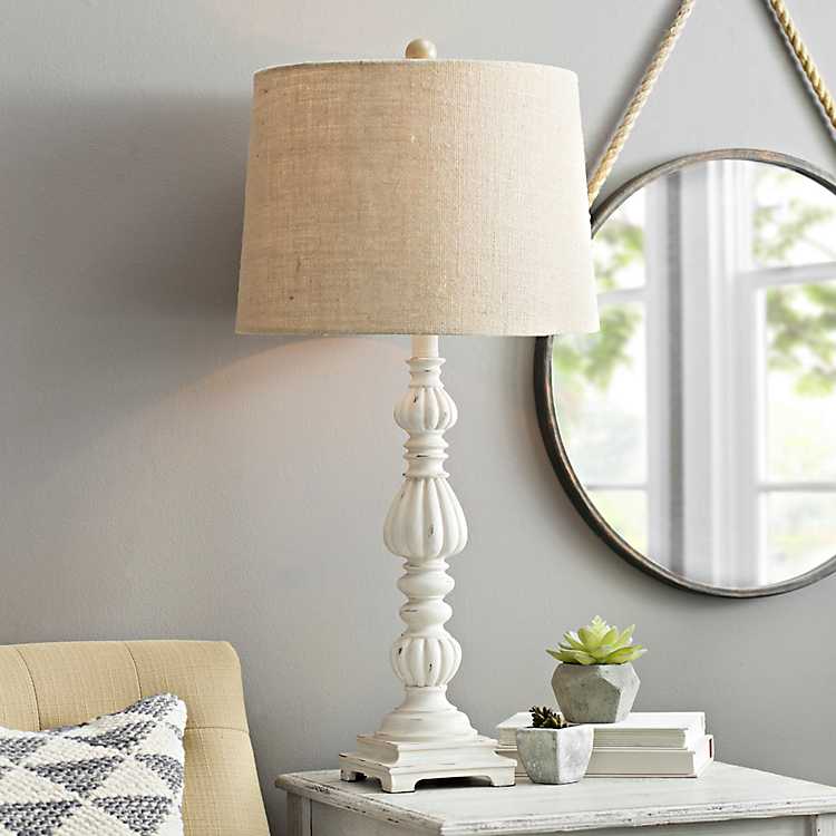 Whitewashed Column Table Lamp Kirklands, White Washed Wood Table Lamps