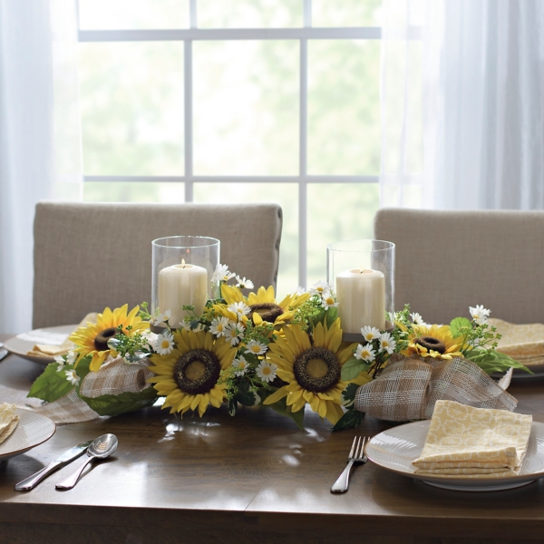 Sunflowers and Gingham Ribbon Centerpiece Kirklands Home