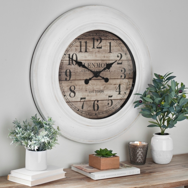 Whitewash Wood Slat Wall Clock Kirklands Home