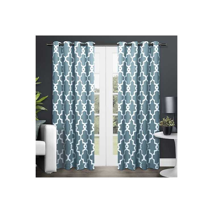 Teal Maxwell Blackout Curtain Panel Set, Teal Grommet Curtains