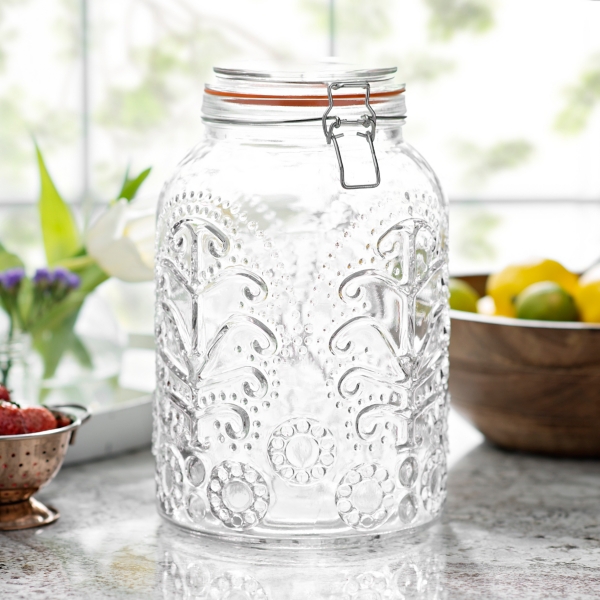 Glass Lace Bail and Trigger Canister Kirklands Home