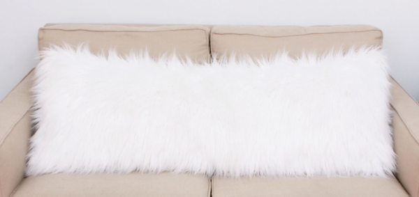 white fur body pillow