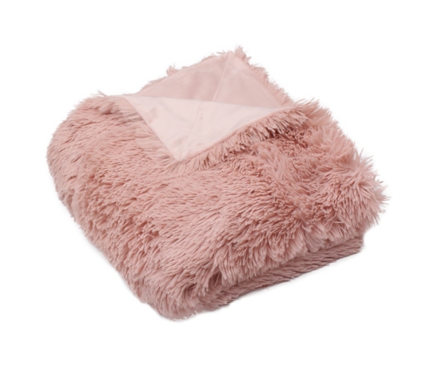 pink real fur blankets