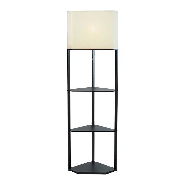 corner lamp with shelves