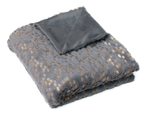 Dark Gray and Gold Dot Throw Blanket