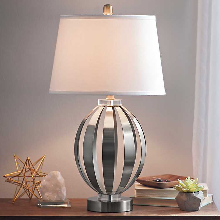 Silver Metal And Crystal Sphere Table, Crystal Brass Sphere Table Lamp