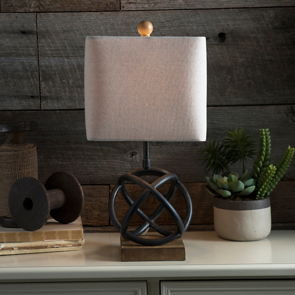 black geometric table lamp