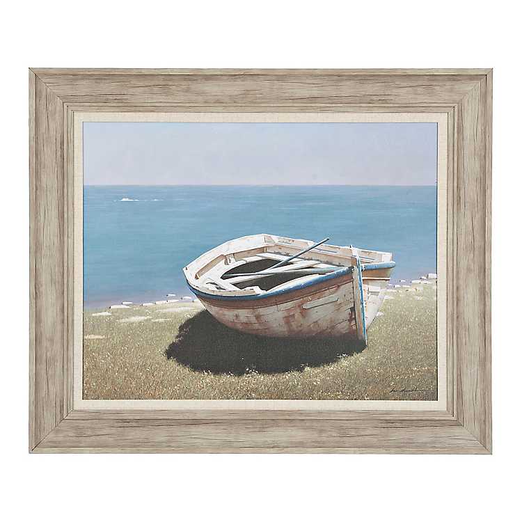Boat On Beach with Metropolitan Pewter Frame