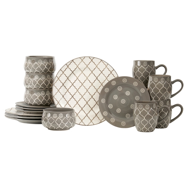 Gray Moroccan Mix 16pc. Dinnerware Set Kirklands Home