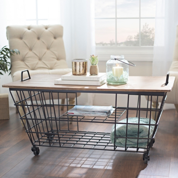 Wire storage shop coffee table