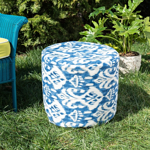Blue Ikat Round Outdoor Pouf Kirklands Home