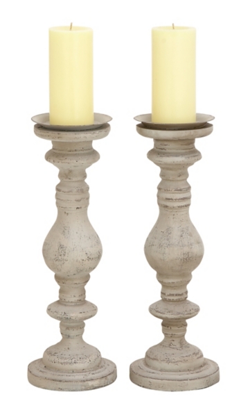 Weathered White Candle Holders, Set of 2 | Kirklands Home