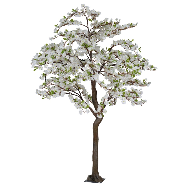 White Faux Apple Blossom Tree, 7 ft 