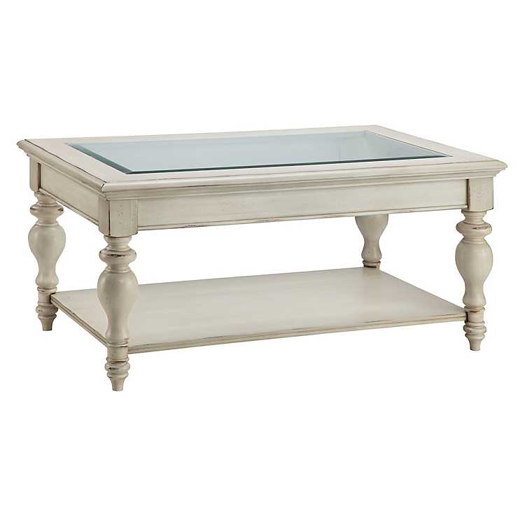 Delphi Antique White Coffee Table, Antique White Coffee Table With Wheels