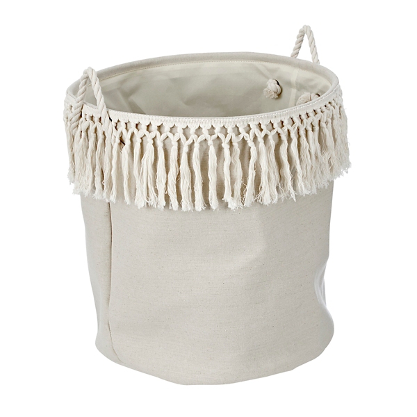 cream linen basket