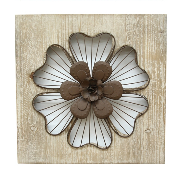 Square Rustic Flower Wall Plaque | Kirklands Home