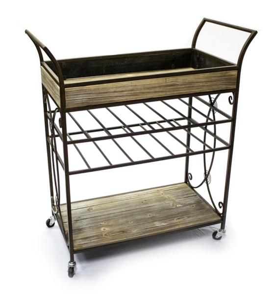 Wood and Metal Scroll Bar Cart Kirklands Home