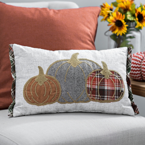 plaid pumpkin pillow