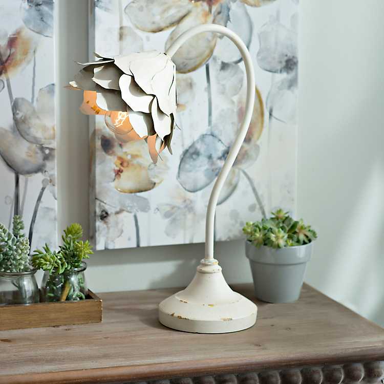 Metal Flower Table Lamp Kirklands, Kirklands White Distressed Table Lamp