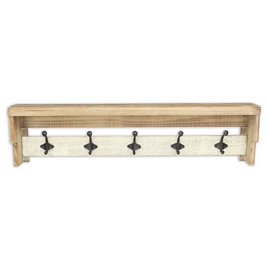 White Brenna Storage Shelf with Hooks