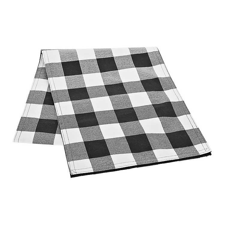 White And Black Buffalo Check Table, Black And White Buffalo Plaid Table Runner