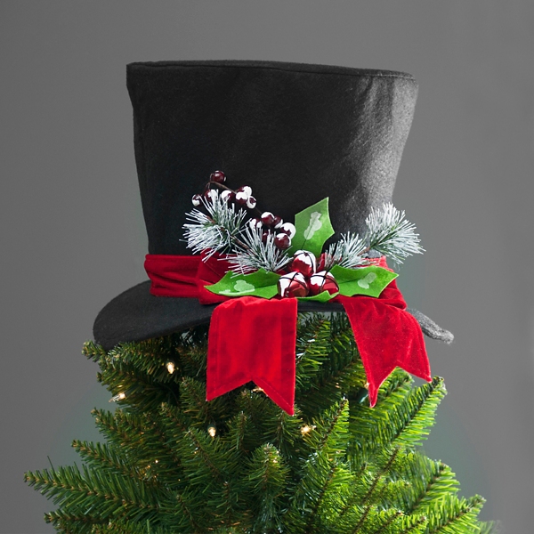 Black Felt Top Hat Tree Topper | Kirklands Home