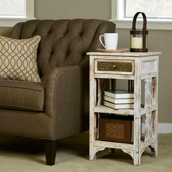 Distressed Whitewash Alena Accent Table | Kirklands Home