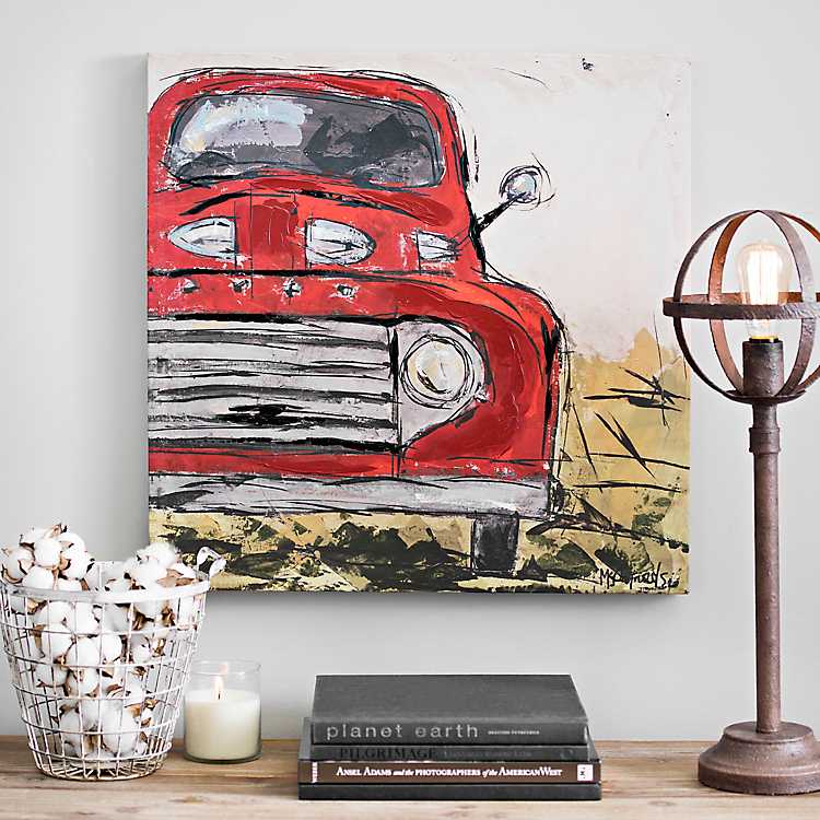4 Panel Wall Art Old Vintage Truck On The Prairie Painting Pictures Print On Canvas Car The Picture For Home Modern Decoration piece First Wall Art 8103456 Stretched By Wooden Frame,Ready To Hang 