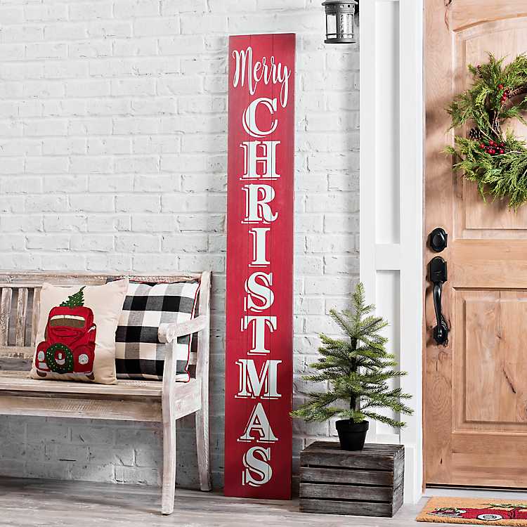 Bonsai Tree Merry Christmas Decorations Outdoor Snowman Welcome Farmhouse Porch Signs for Home Front Door Wall Yard Lawn Indoor Party Decor 12 x 71 Buffalo Plaid Happy New Year Hanging Banners 