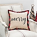 Merry Burlap Pillow With Buffalo Check Flange